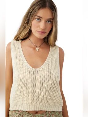 O'Neill Dorie Cream Open-Knit V-Neck Tank
